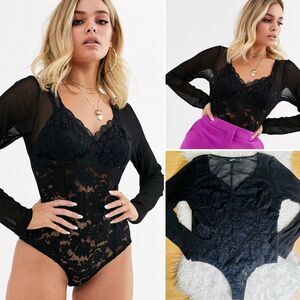 Elegant Black Lace Bodysuit